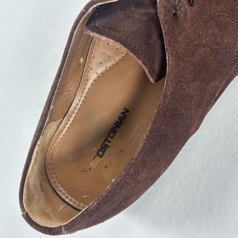 Bostonian Brown Suede Loafer Shoes Mens 10 M Casual Office Lace up Tie‎ Preppy - Picture 9 of 11
